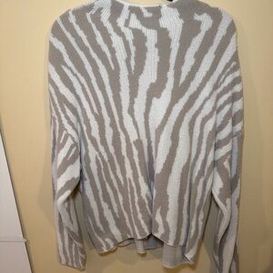 Express Cowl Neck Sweater - Cream and Gray Zebra